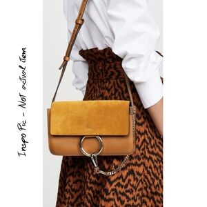 Authentic CHLOE Faye Leather Flap Wallet Card Holder Clutch WOC Crossbody